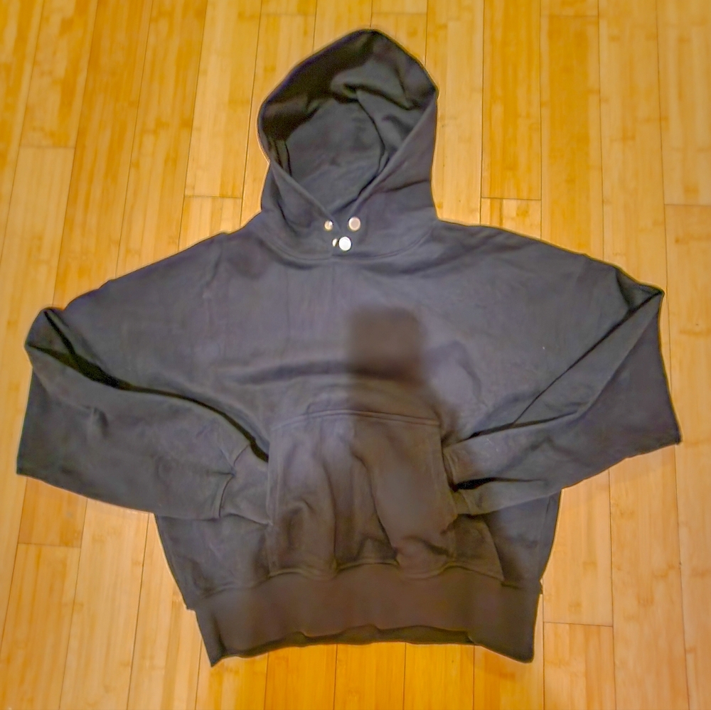 HEAVY BLANK HOODIE WITH BUTTON ADJUSTMENT SIZE L